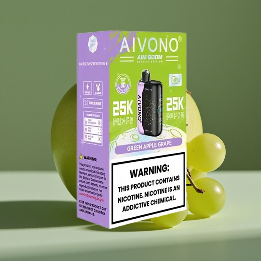 Aivono AIM BOOM 25000 Puff Grönt Äpple Druva 0%-5% Nikotin 28ml 650mAh