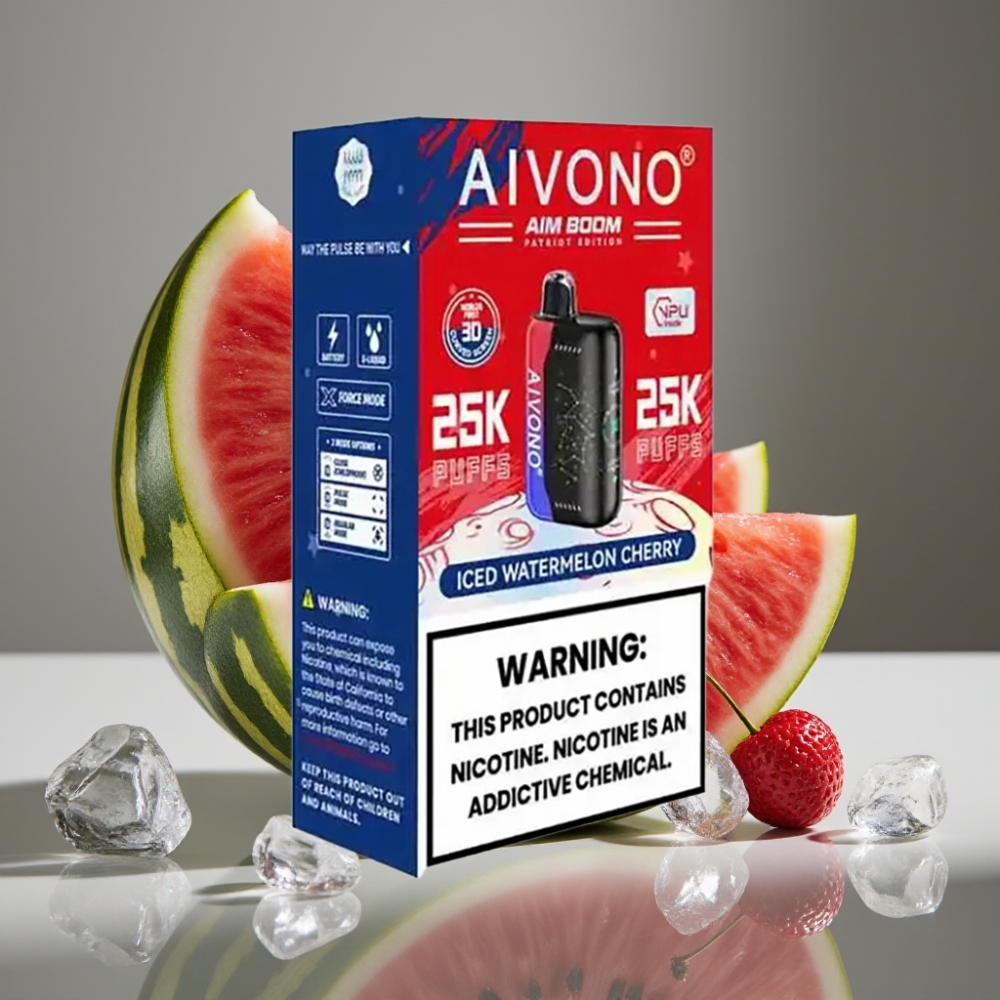 Aivono AIM BOOM 25000 Puffar Isvattenmelon Körsbär 0-5% Nikotin 650mAh Typ-C