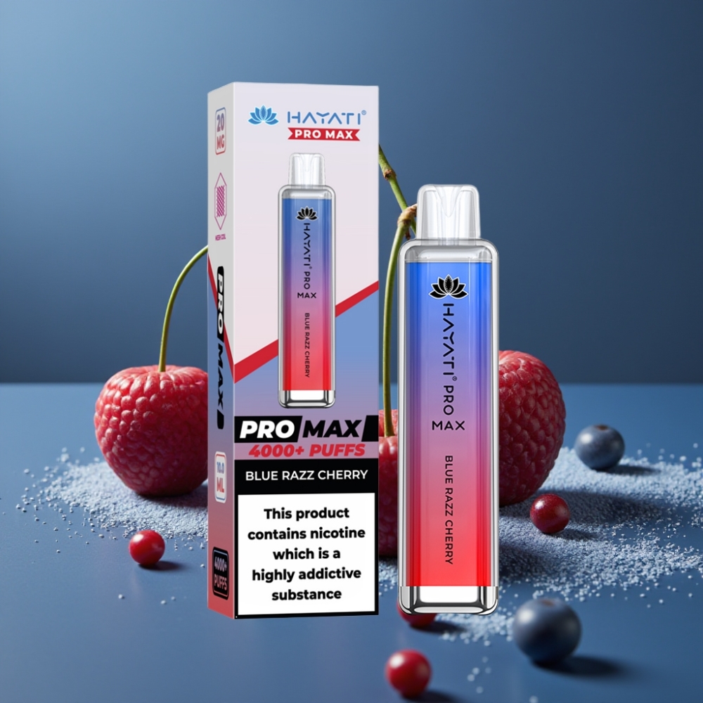 Hayati Pro Max 4000 Puffs Engångs Vape Blå Hallon Körsbär | 2%/5% Nikotin | 1400mAh | 2ml+10ml