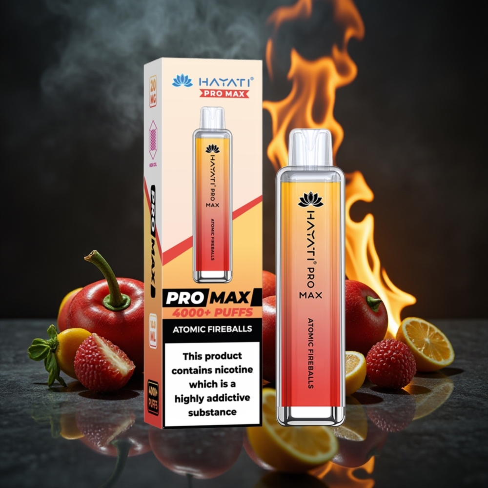 Hayati Pro Max 4000 Puffs Engångsvape Atomeld – 28×28×120mm, 5% Nikotin, 1400mAh, 2ml tank