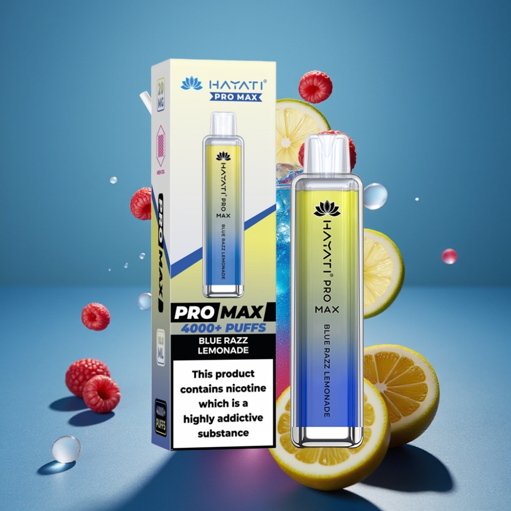 Hayati Pro Max 4000 Puffs Engångsvape Blå Hallon Lemonad – 1400mAh, 2ml/10ml, 2%/5% Nikotin