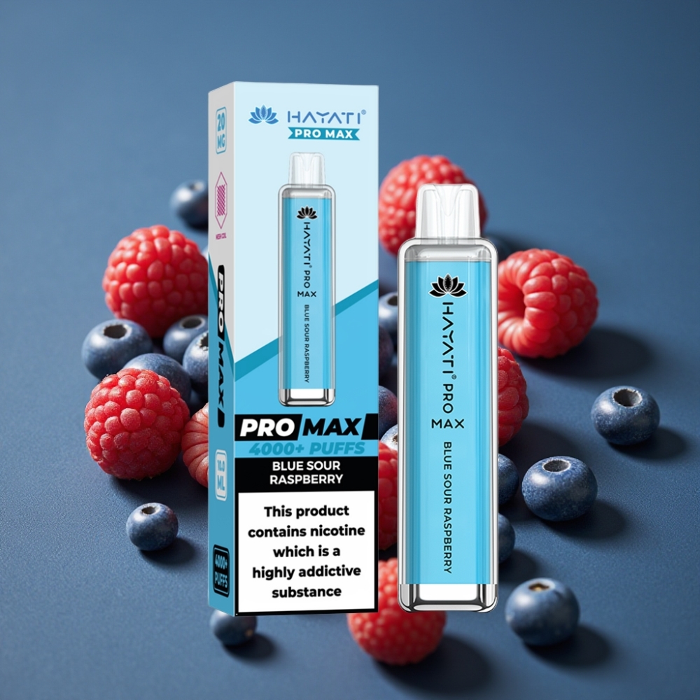 Hayati Pro Max 4000 Puffs Engångsvape Blå Sur Hallon – 2%/5% Nikotin, 1400mAh, 2ml/10ml