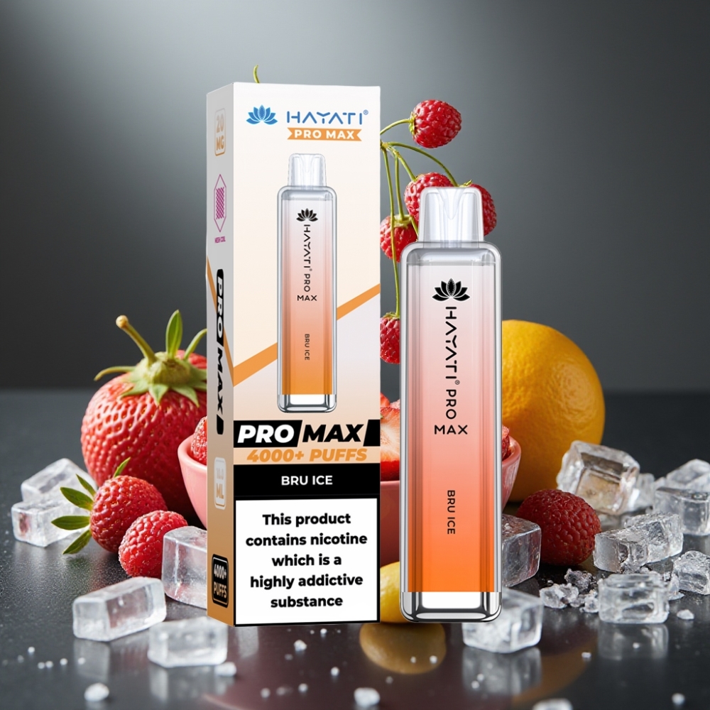 Hayati Pro Max 4000 Puffs Engångsvape Bru Is & 5% Nicotine, 1400mAh, 28×28×120mm
