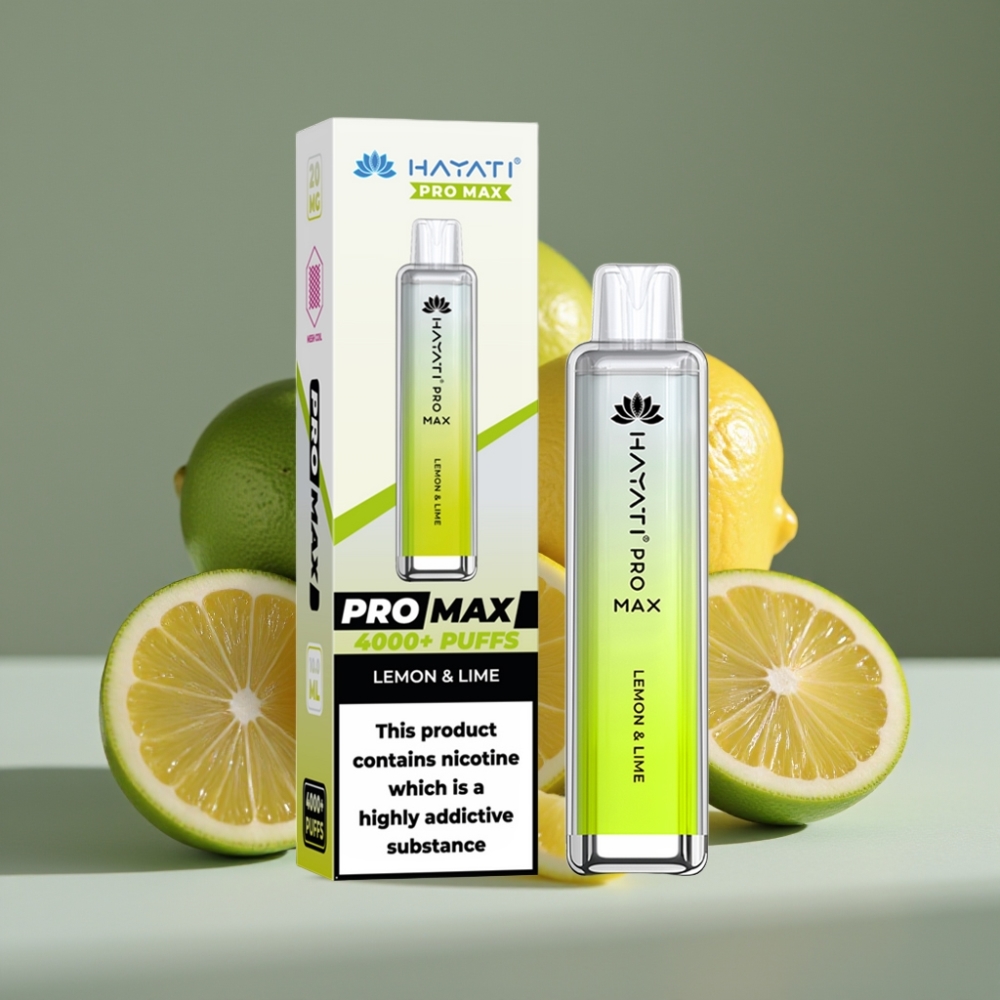 Hayati Pro Max 4000 Puffs Engångsvape Citron & Lime, 2%/5% Nikotin, 1400mAh, 28x28x120mm
