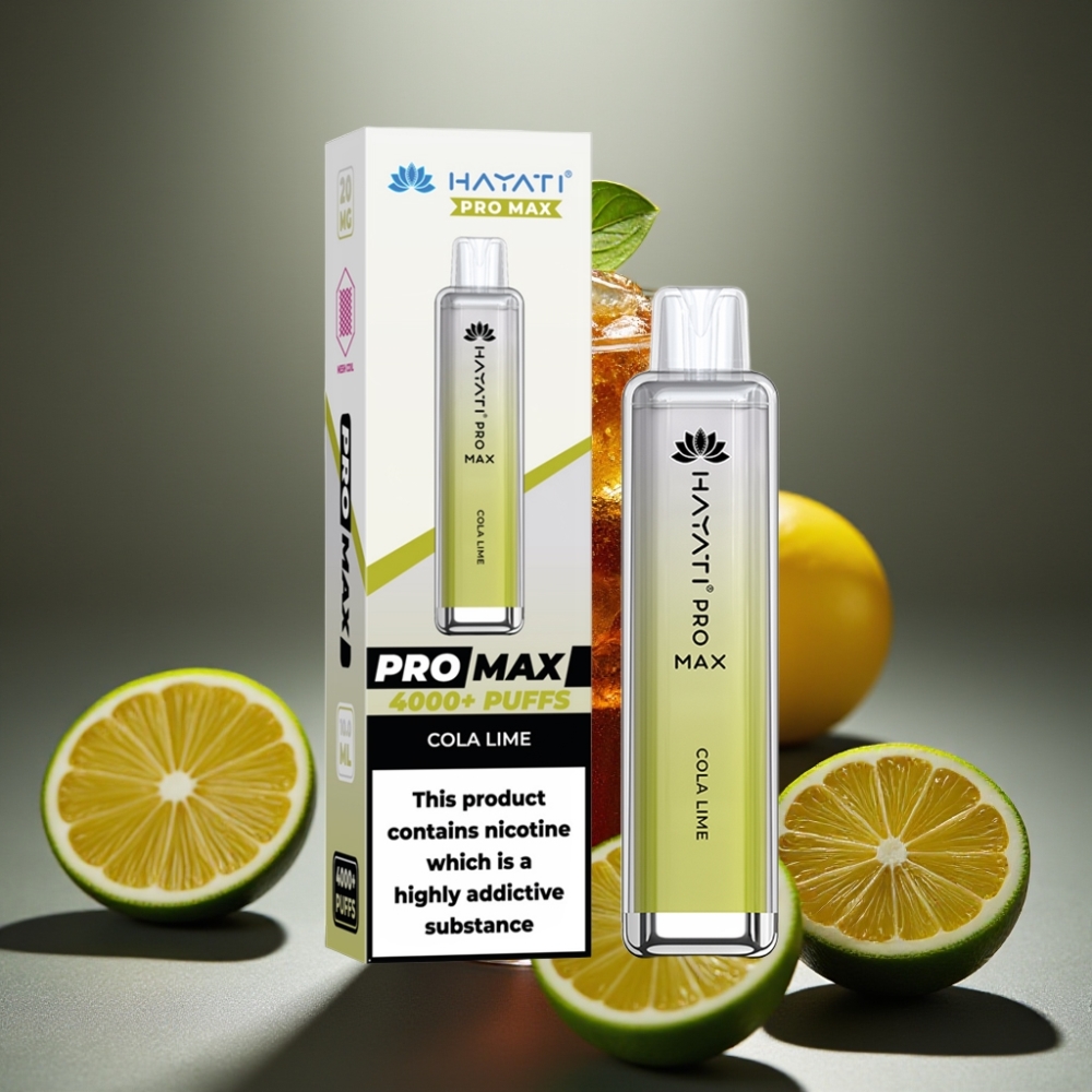Hayati Pro Max 4000 Puffs Engångsvape Cola Lime, 2ml/10ml, 1400mAh, 2%/5% Nikotin