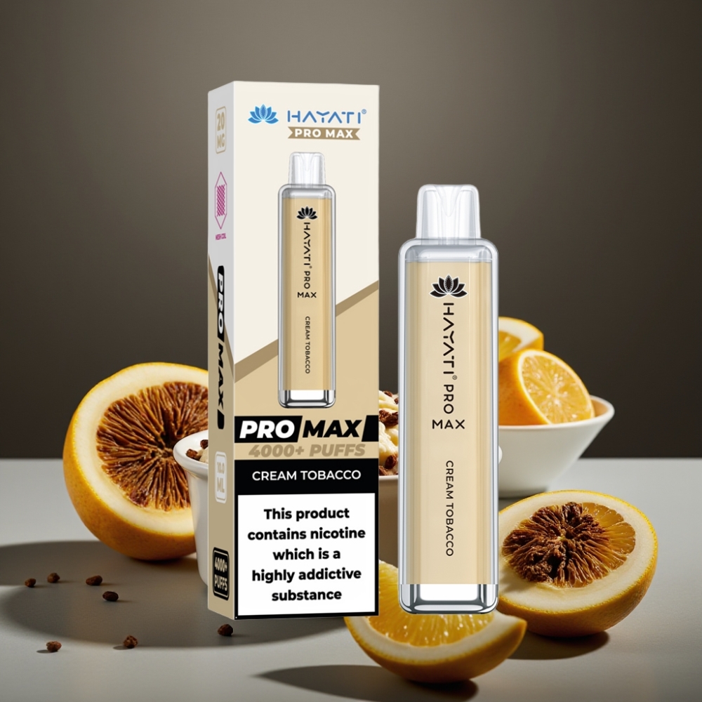 Hayati Pro Max 4000 Puffs Engångsvape Grädde Tobak, 2ml/10ml, 1400mAh, 4000 puffar