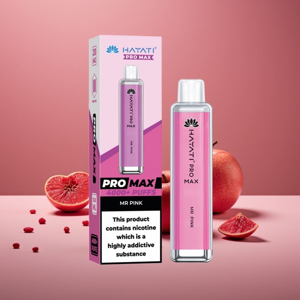 Hayati Pro Max 4000 Puffs Engångsvape Herr Rosa, 2ml/10ml, 1400mAh, 1.1 Ohm Mesh