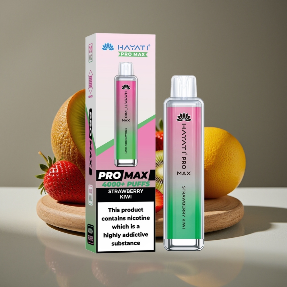 Hayati Pro Max 4000 Puffs Engångsvape JordgubbKiwi, 1400mAh, 2ml/10ml, 2%/5% Nikotin