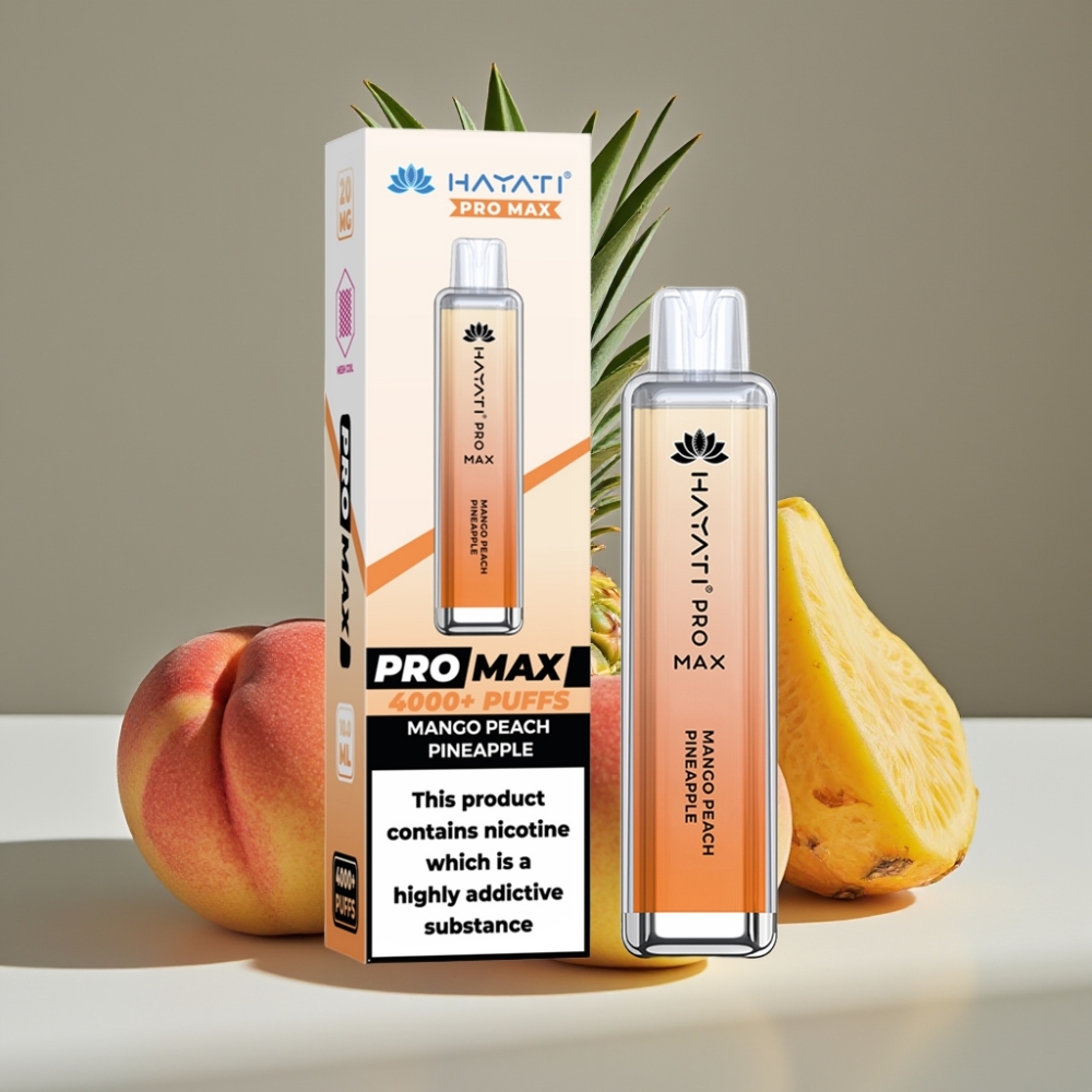 Hayati Pro Max 4000 Puffs Engångsvape Mango Persika Ananas, 2ml/10ml, 1400mAh, 2%/5% Nikotin