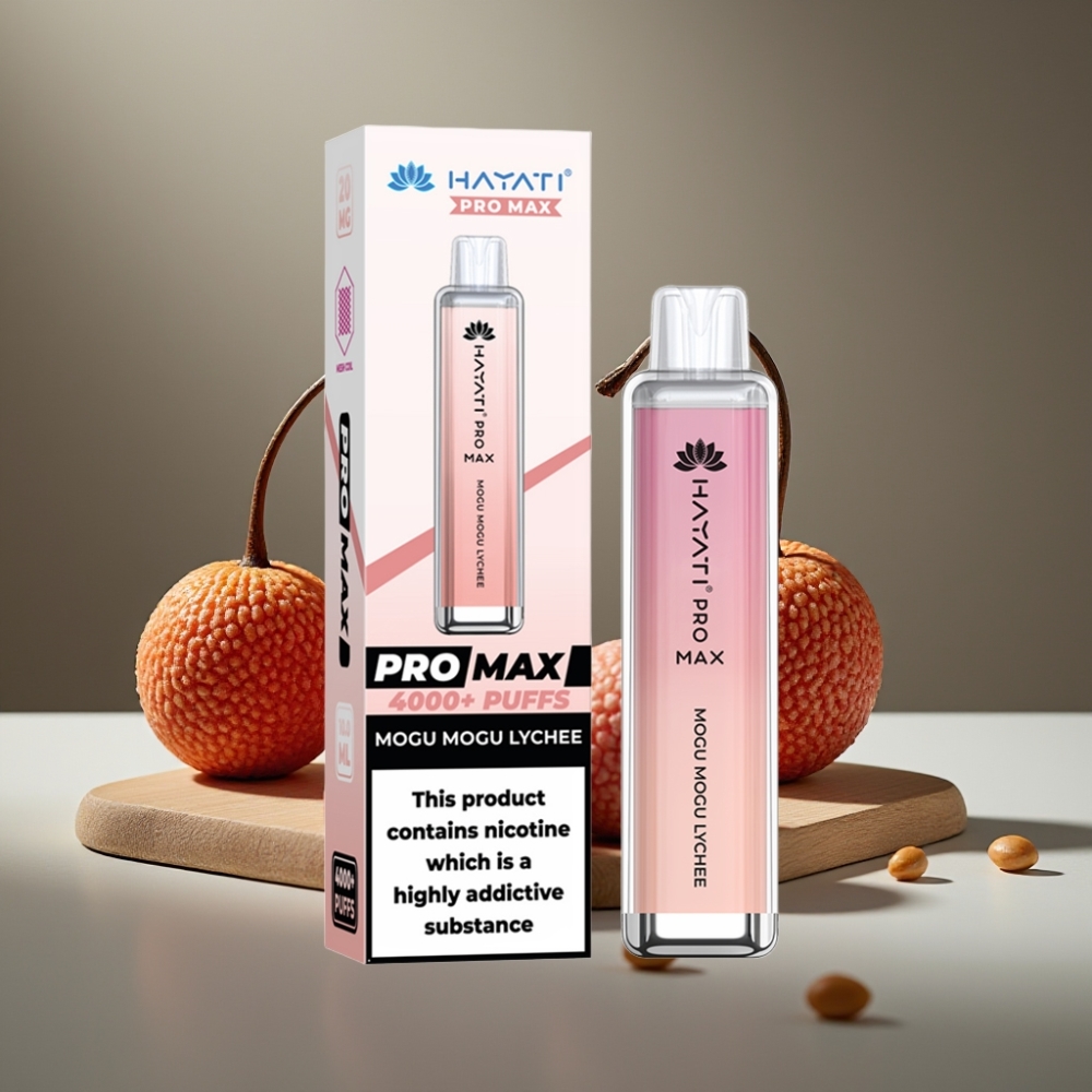 Hayati Pro Max 4000 Puffs Engångsvape Mogu Mogu Litchi, 1400mAh, 2%/5% Nikotin
