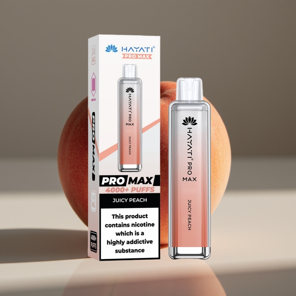 Hayati Pro Max 4000 Puffs Engångsvape Saftig Persika – 1400mAh, 2ml/10ml, 2%/5% Nikotin