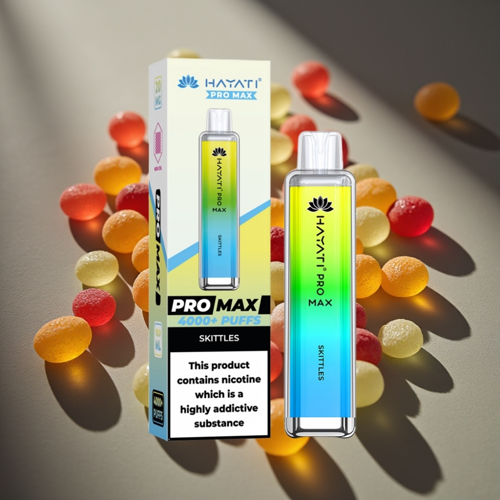 Hayati Pro Max 4000 Puffs Engångsvape Skittles (Regnbåge) 2-5% Nikotin, 1400mAh, 28x28x120mm