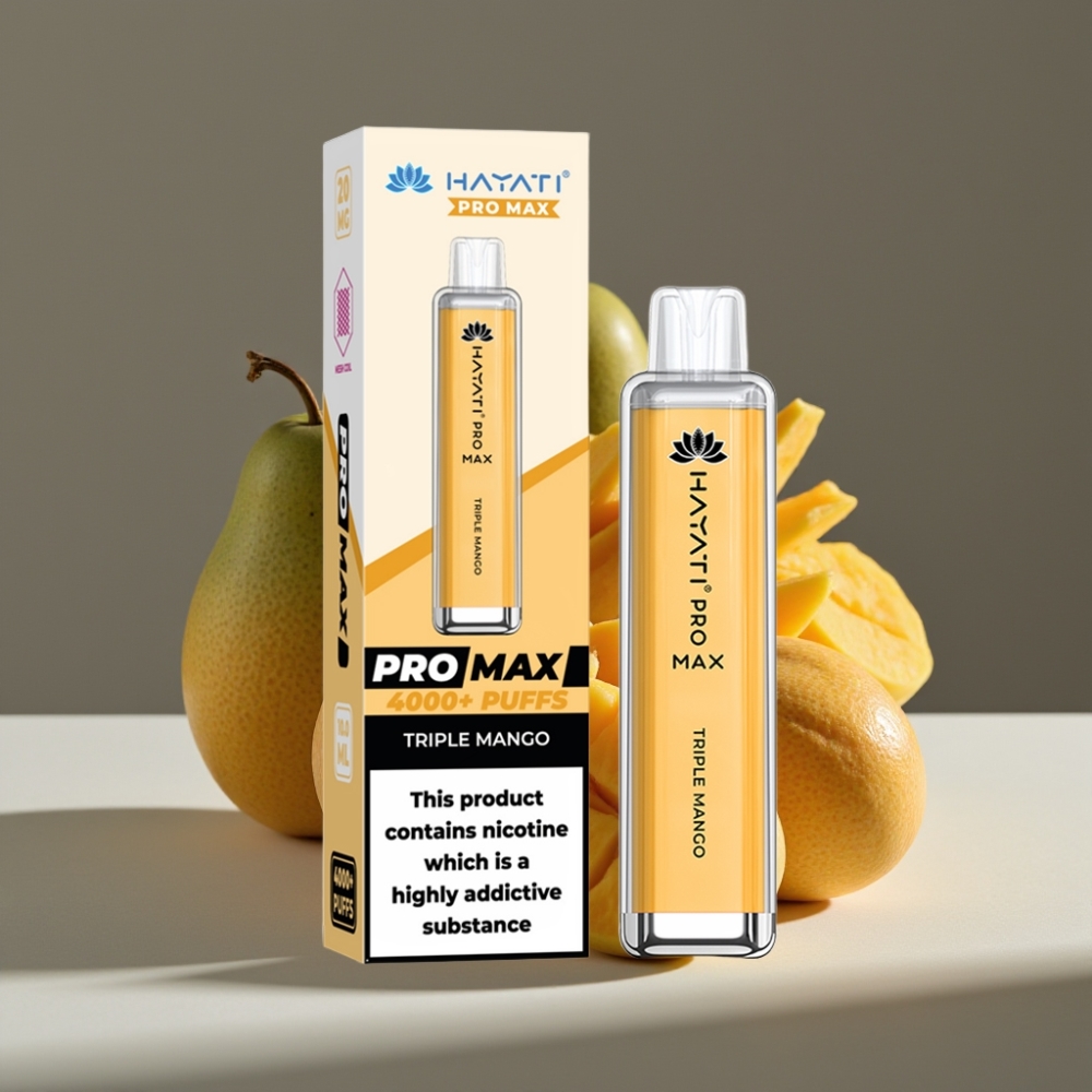 Hayati Pro Max 4000 Puffs Engångsvape Tredubbel Mango, 1400mAh, 2ml/10ml, 2%/5% Nikotin