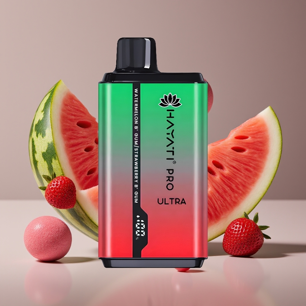 Hayati Pro Ultra 15000 Puffs Vattenmelon Tuggummi Jordgubbstuggummi 850mAh 2×12ml 2%