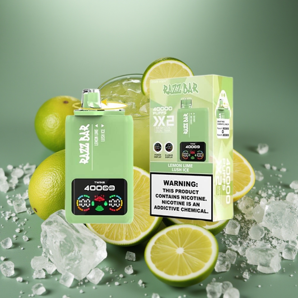 Razz Bar 40000 Puffs Engångsvape CITRON LIME & LUSH ICE 40000 Puffs 1.0Ω×2 Mesh Coil 650mAh
