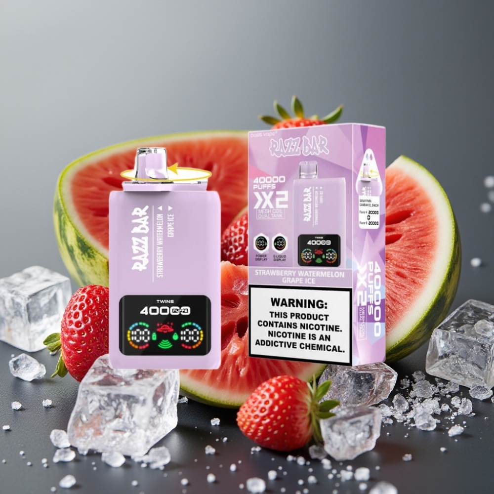 Razz Bar 40000 Puffs Engångsvape JORDGUBB & VATTENMELON VINBAR IS 40000 Puffs 1.0Ω×2 Mesh 650mAh Type-C