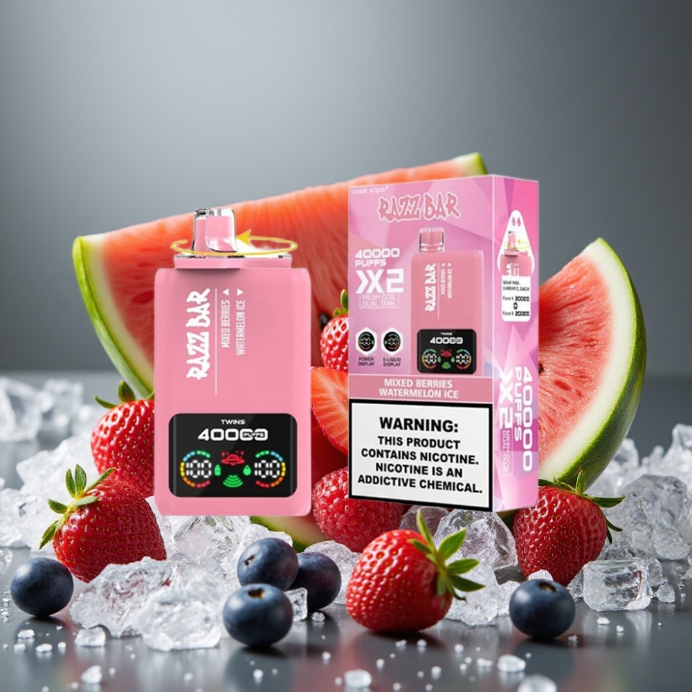 Razz Bar 40000 Puffs Engångsvape Mixed Bär & Vattenmelon Is 40000 Puffs 1.0Ω×2 650mAh