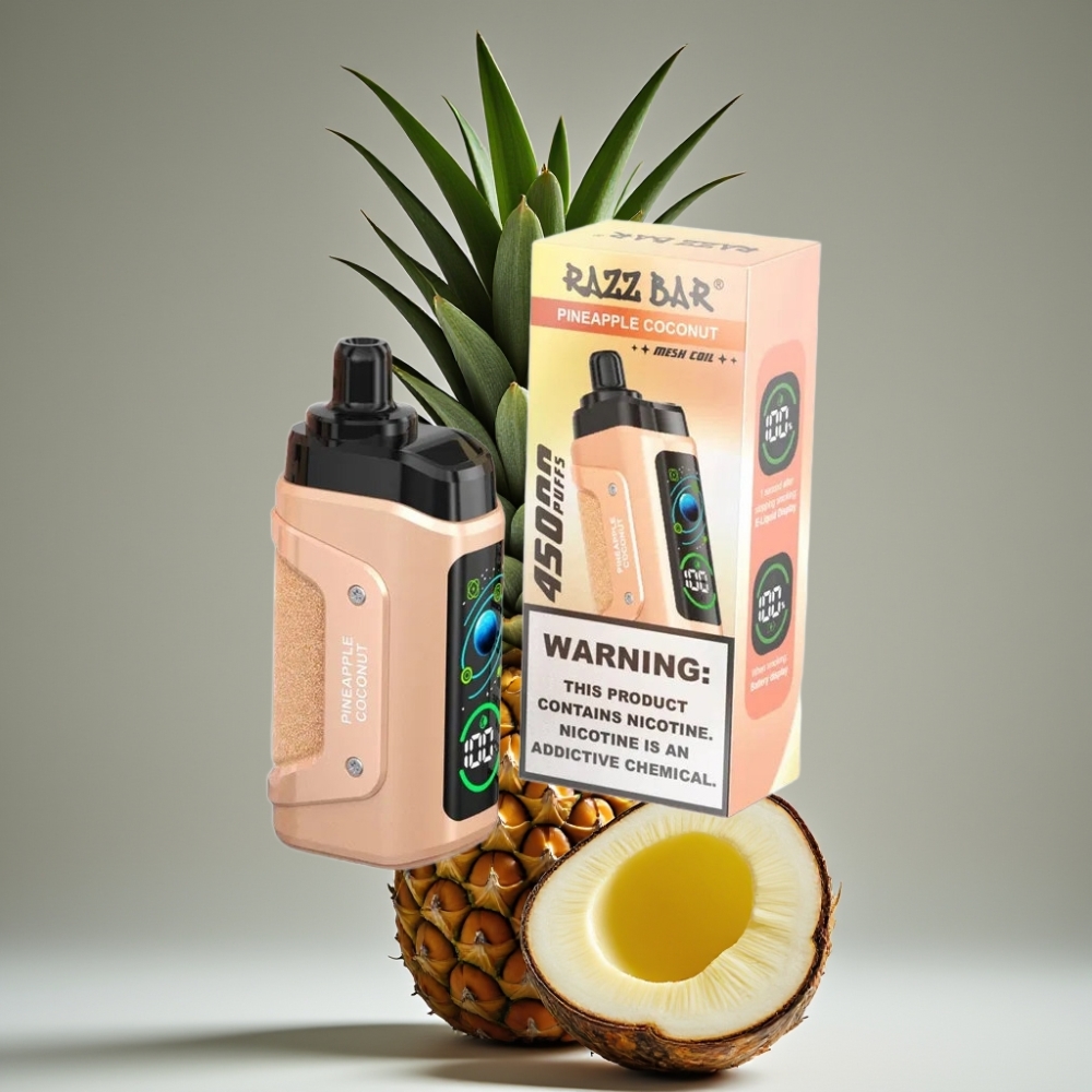 Razz Bar 45000 Puffs Engångsvape Ananas Kokos 45000 puffar, 1.0 Ohm Mesh, Justerbar Luftflöde