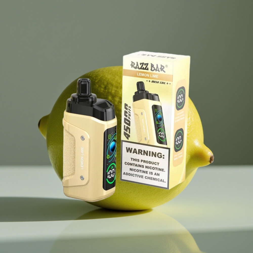 Razz Bar 45000 Puffs Engångsvape Citron Lime, 45000 puffar, 1.0 Ohm Mesh Coil, Inställbar Luftflöde