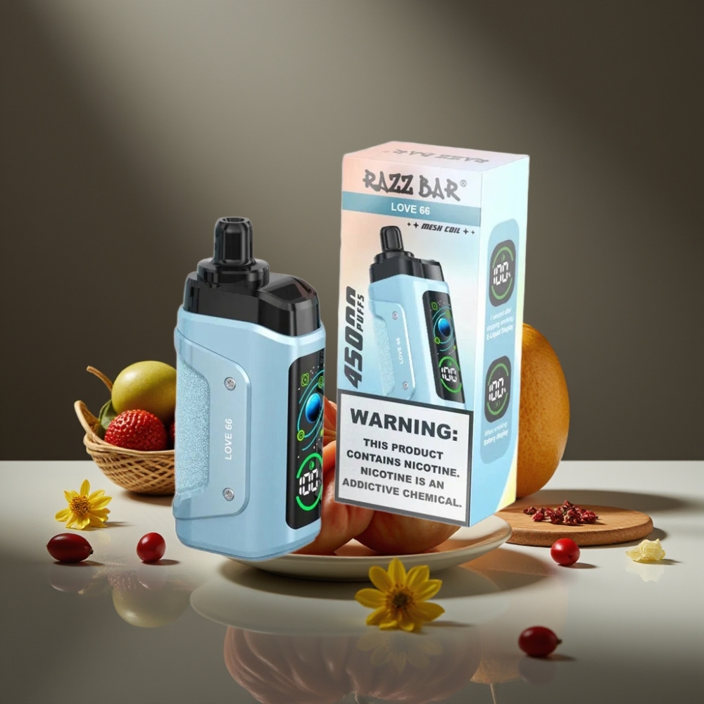 Razz Bar 45000 Puffs Engångsvape Kärlek 66 – 45000 puffar, 1.0 Ohm Mesh Coil, Justerbar Luftflöde