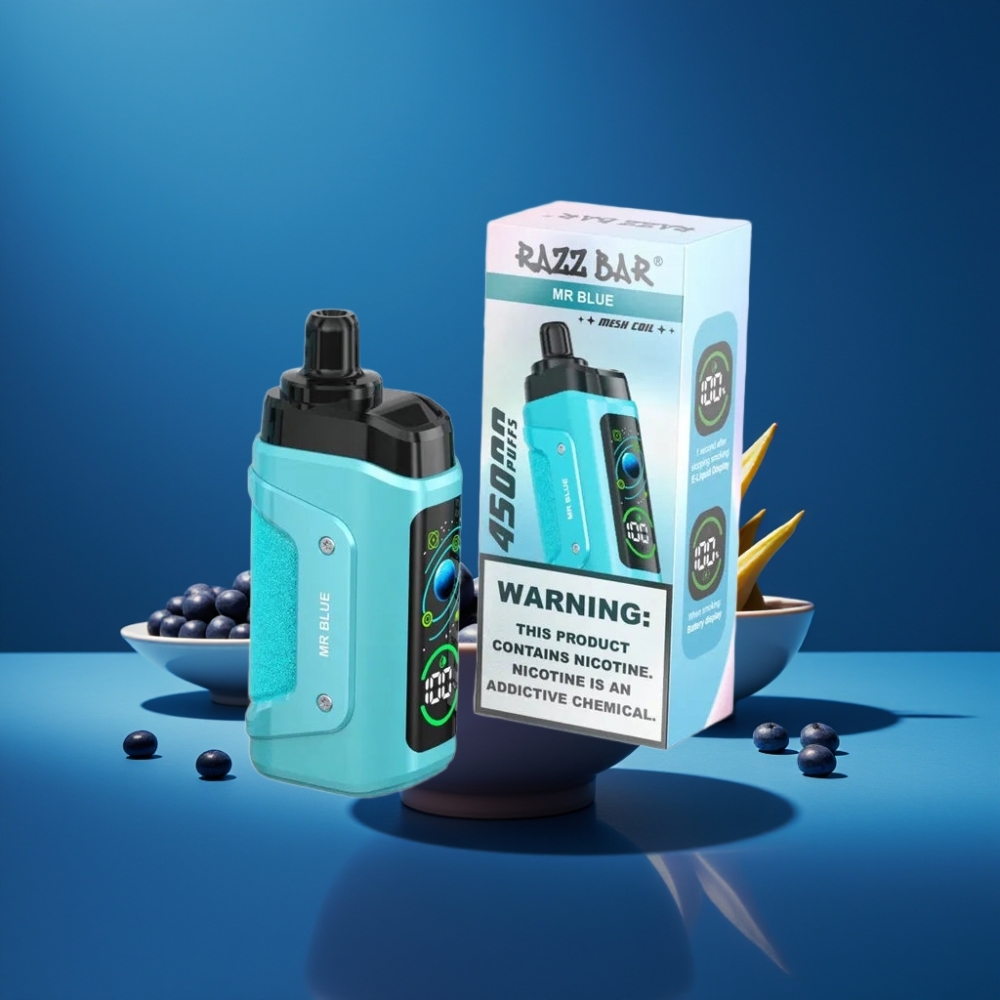 Razz Bar 45000 Puffs Engångsvape Mr Blå – 45000 puff, 1.0 Ohm Mesh, Justerbar luftflöde