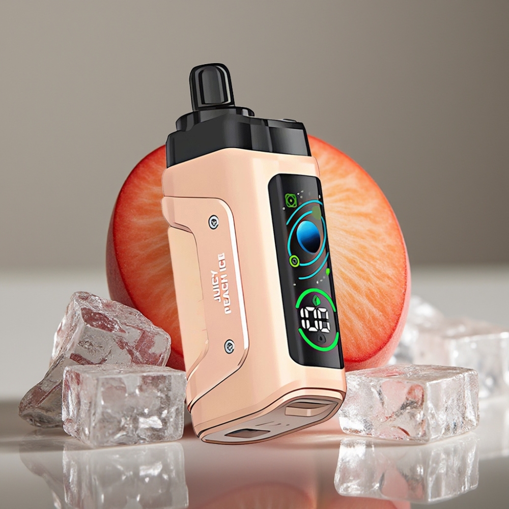 Razz Bar 45000 Puffs Engångsvape Saftig Persika Is, 45000 puffar, 1.0 Ohm Mesh Coil, Justerbar Luftflöde