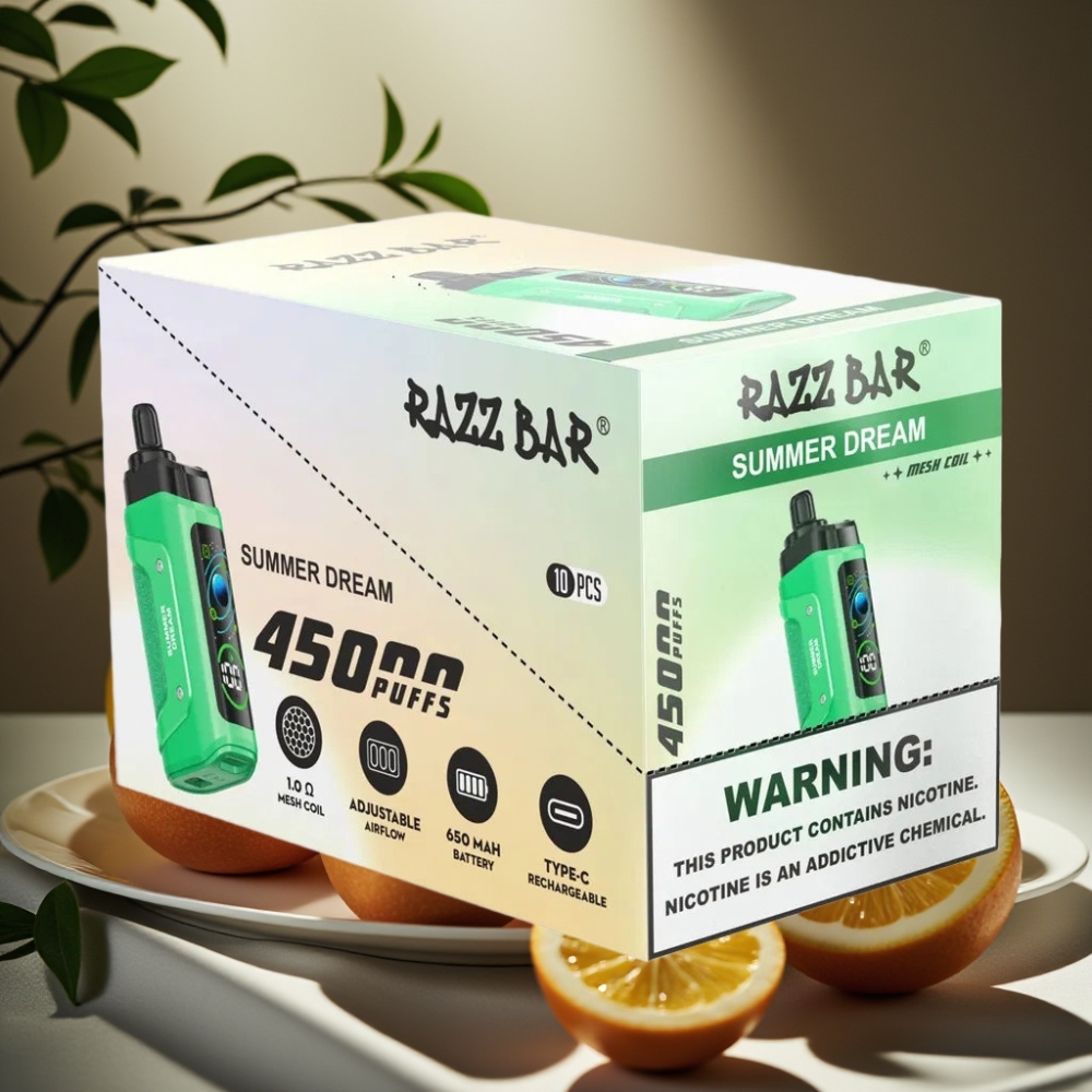 Razz Bar 45000 Puffs Engångsvape Sommardröm 1.0 Ohm Mesh Coil Typ-C