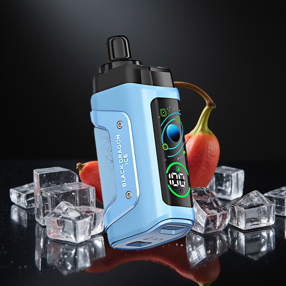 Razz Bar 45000 Puffs Engångsvape Svart Drake Is, 45000 Puffar, 1.0 Ohm Mesh Coil, Justerbar Luftflöde