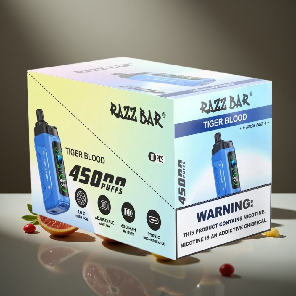 Razz Bar 45000 Puffs Tiger Blod & Razz 650mAh 1.0Ohm 20mg/ml