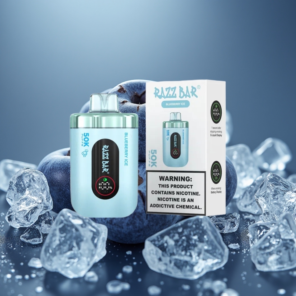 Razz Bar 50K Puffs Engångsvape Blåbärsis & 50000 Puffs, 1.0 Ohm, 650 mAh