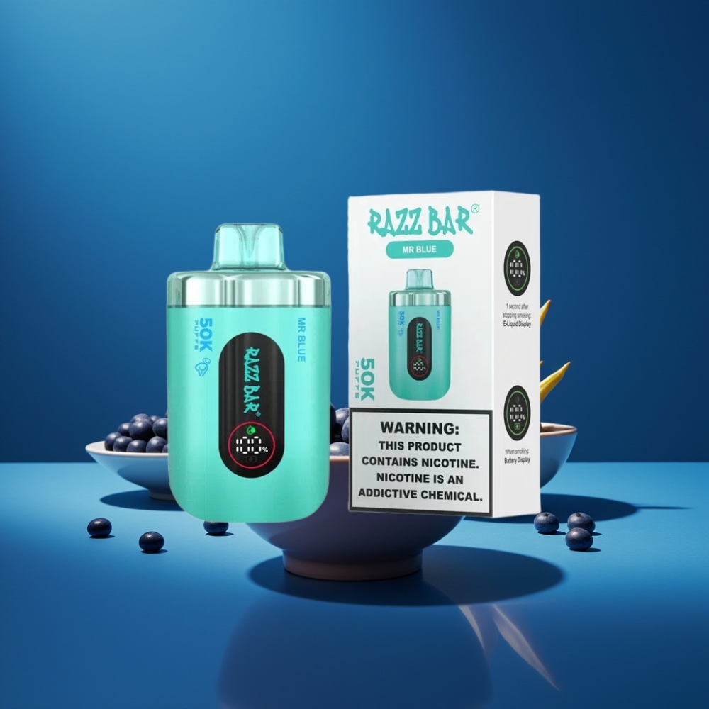 Razz Bar 50K Puffs Engångsvape Herr Blå 50000 Puffar 2% Nikotin