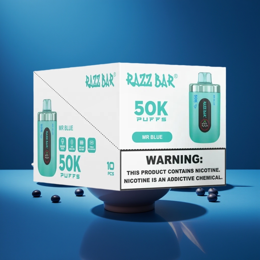 Razz Bar 50K Puffs Engångsvape Herr Blå 50000 Puffar 2% Nikotin