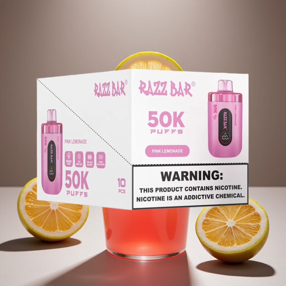 Razz Bar 50K Puffs Engångsvape Rosa Lemonad – 50000 puff, 1.0 Ohm, 650 mAh, Type-C, 2% Nikotin