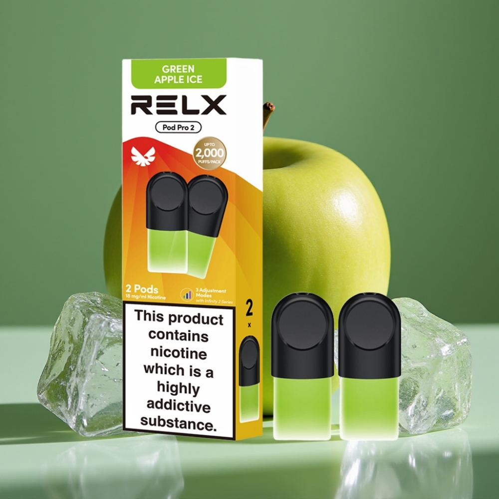 RELX Pod Pro 2 Grönt Äpple Is 1,8% Nikotin 600 puff 1,9ml