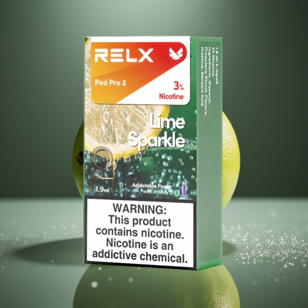 RELX Pod Pro 2 Limeglitter 3% 1,9ml 600 puff 5,5W-8W vape supplier Sweden