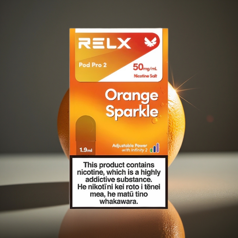 RELX Pod Pro 2 - Orange Glitter, 5%, 1.9ml, 600 puff vape supplier Sweden