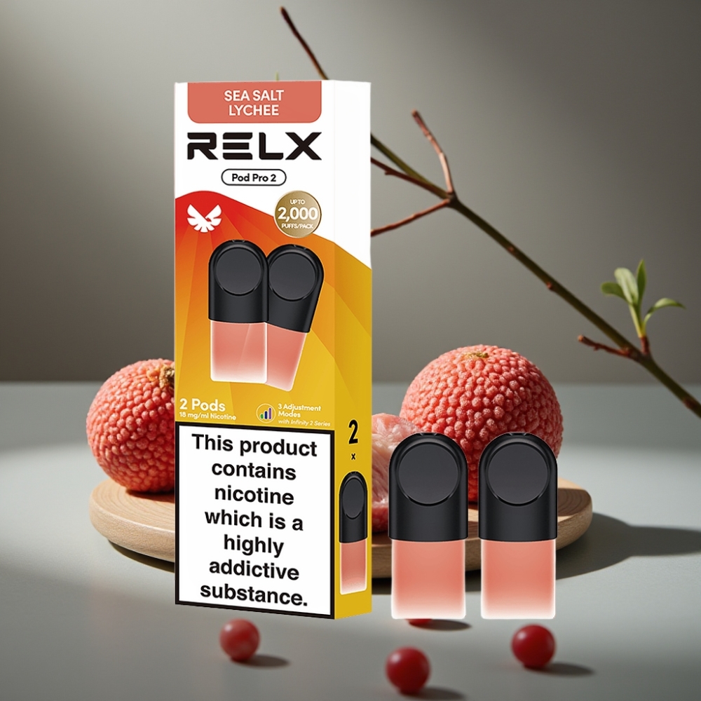 RELX Pod Pro 2 – Sjösalt Lychee 1,8% nikotin, 600 puff, 1,9ml, 3 spänningslägen