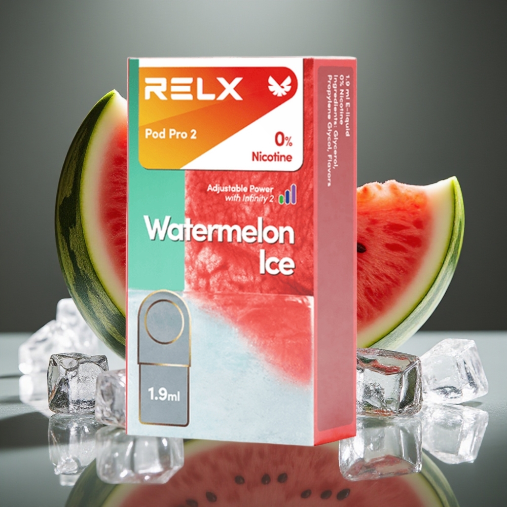 RELX Pod Pro 2 Vattenmelon Is 0% Nikotin, 600 puffar, 1.9ml, 3 spänningslägen