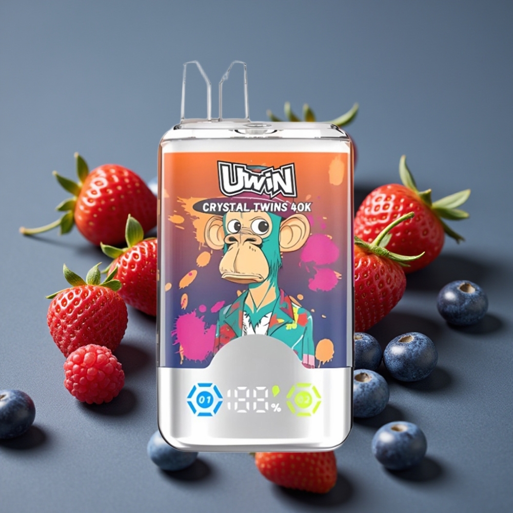 UWIN Crystal Twins 40000 Puffs Jordgubb Hallon Körsbär Mr Blue 32ml 850mAh Typ-C