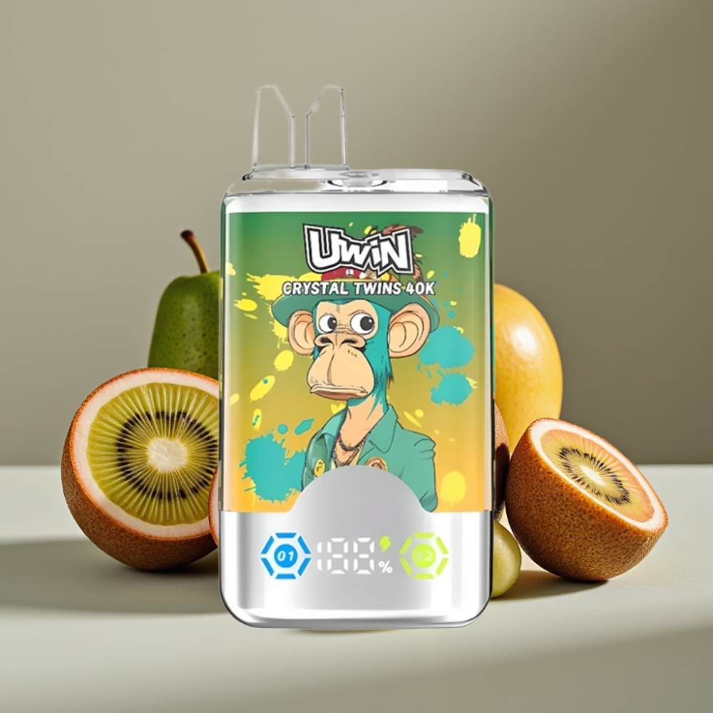 UWIN Crystal Twins 40000 Puffs Kiwi Passionfrukt Guava Två Äpple 32ml 850mAh Typ-C