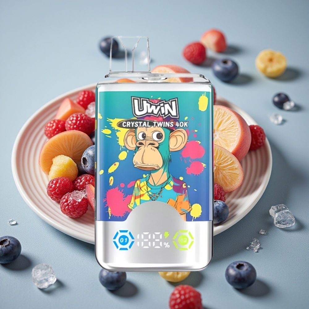 UWIN Crystal Twins Blåbär På Is Sommar Persika Is 40000 Puffs 32ml 850mAh Typ-C