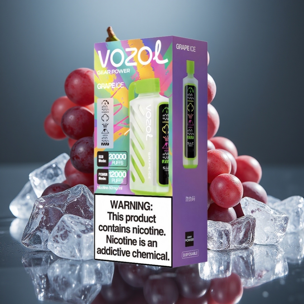 VOZOL Gear Power 20000 Puffs Druvis & Is Engångsvape, 20mL, 5%, Dual Mesh Coil
