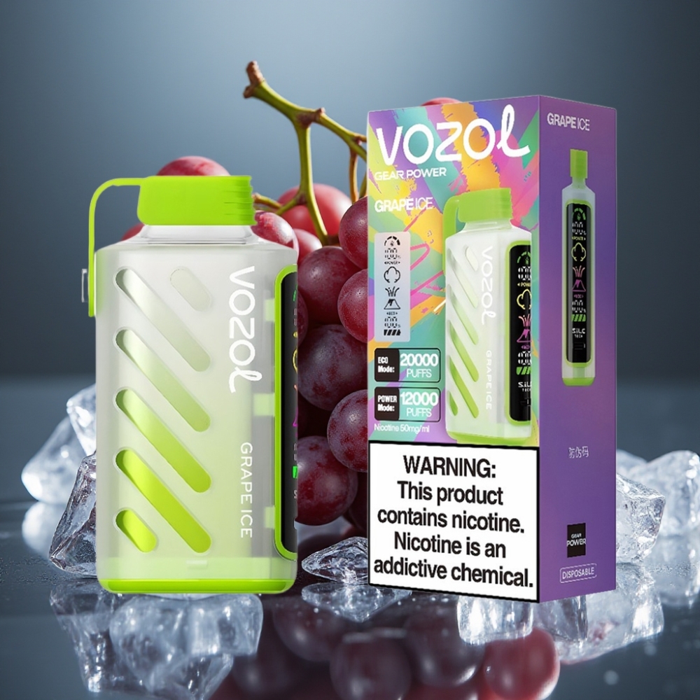 VOZOL Gear Power 20000 Puffs Druvis & Is Engångsvape, 20mL, 5%, Dual Mesh Coil