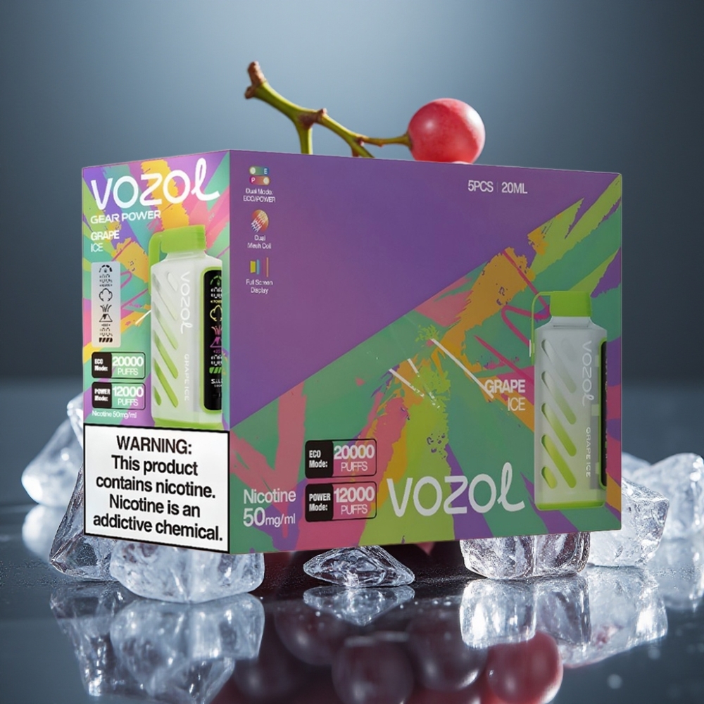 VOZOL Gear Power 20000 Puffs Druvis & Is Engångsvape, 20mL, 5%, Dual Mesh Coil