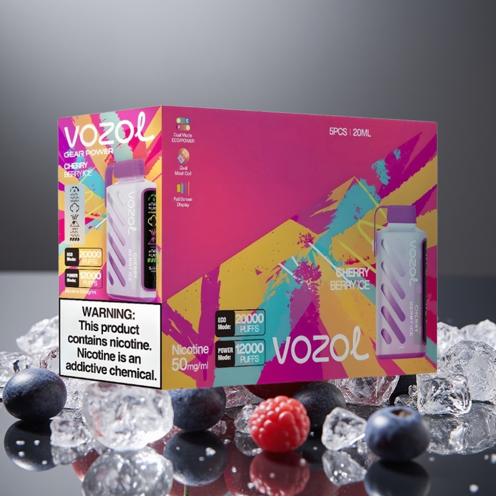 VOZOL Gear Power 20000 Puffs Körsbär Bär Is, 20mL, 5%, S.i.L.C. Tech
