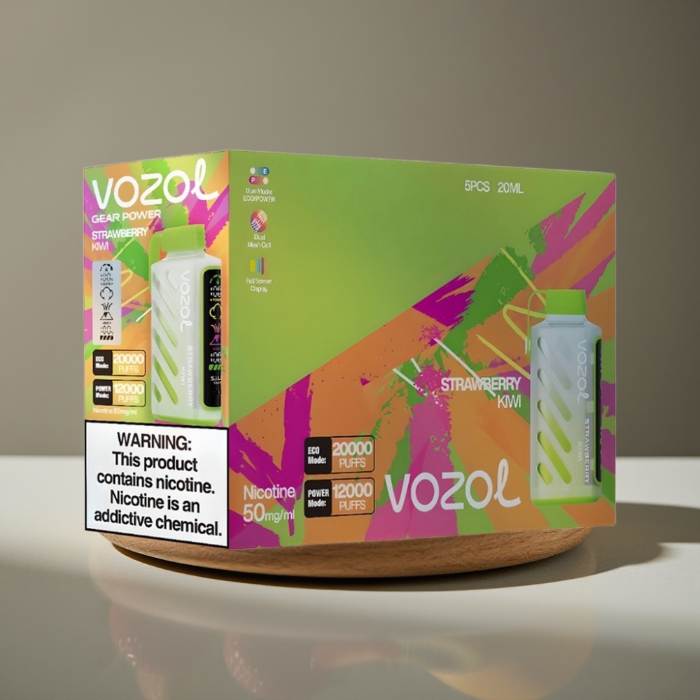VOZOL Gear Power Jordgubb Kiwi 20000 Puffs 20mL 5% Dual Mesh Coil
