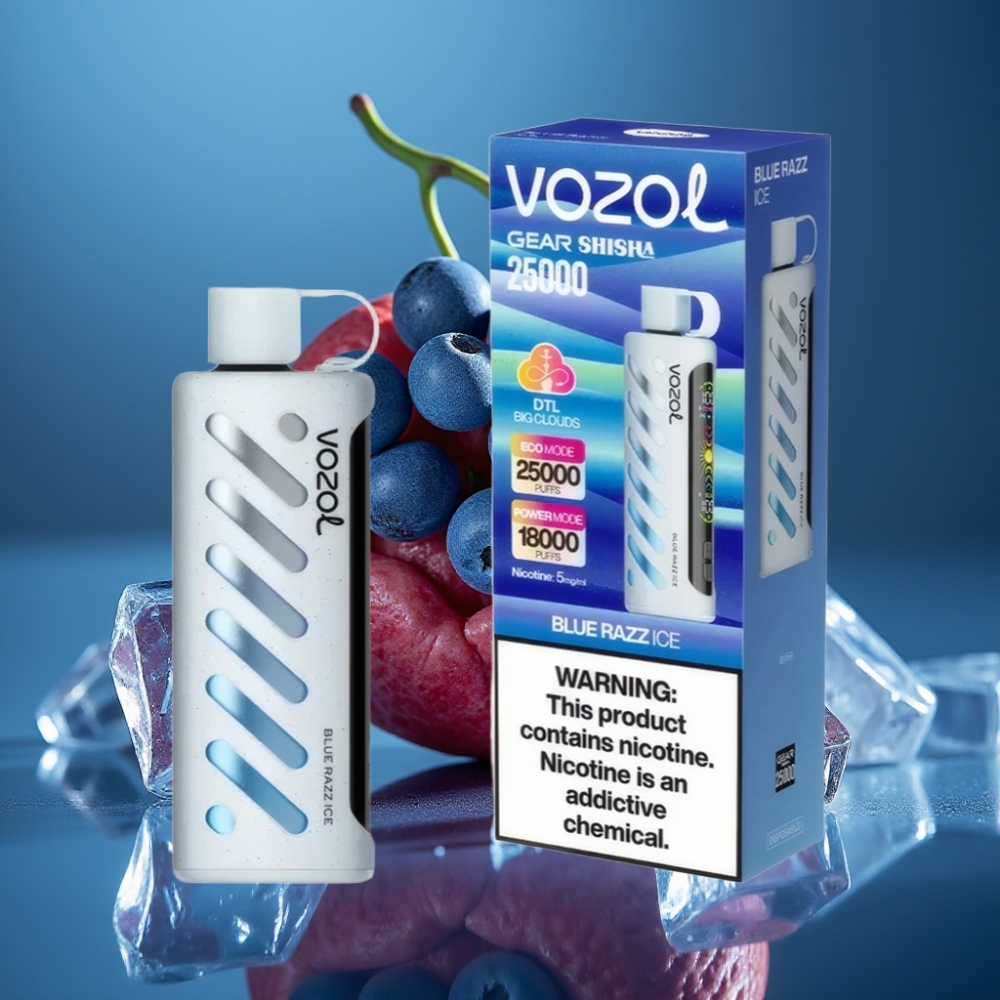 VOZOL Gear Shisha 25000 Puffs Blå Hallon Is, 5mg/ml, 1000mAh