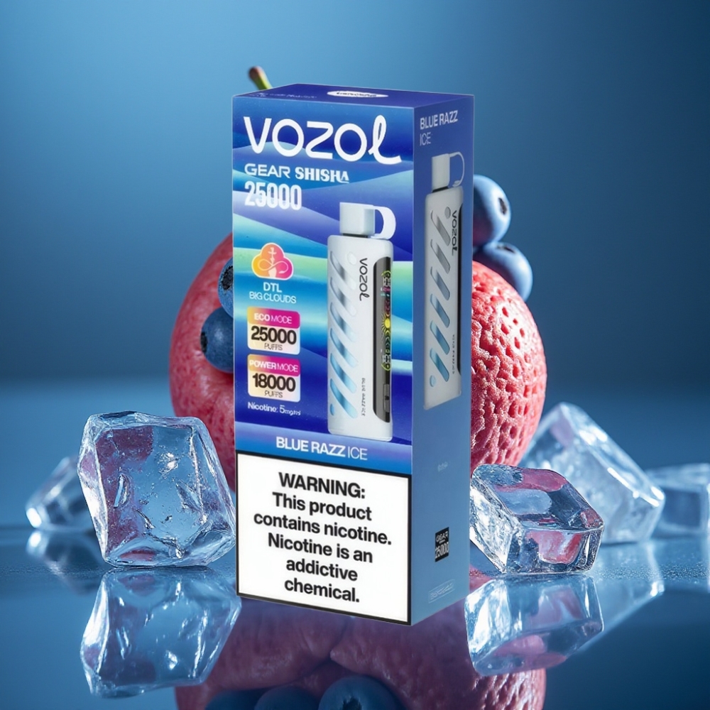 VOZOL Gear Shisha 25000 Puffs Blå Hallon Is, 5mg/ml, 1000mAh
