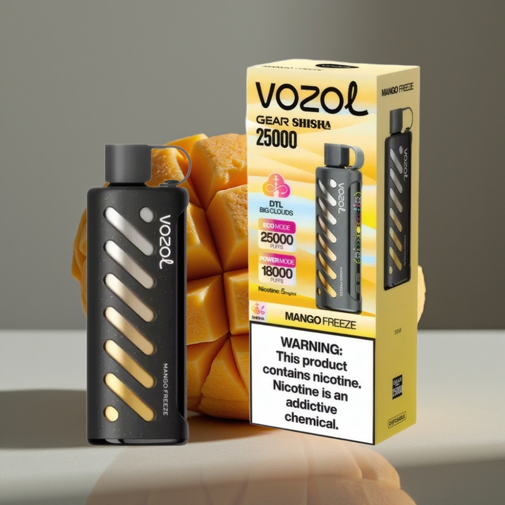 VOZOL Gear Shisha 25000 Puffs Mango Frys 5mg/ml 1000mAh Dual Mesh
