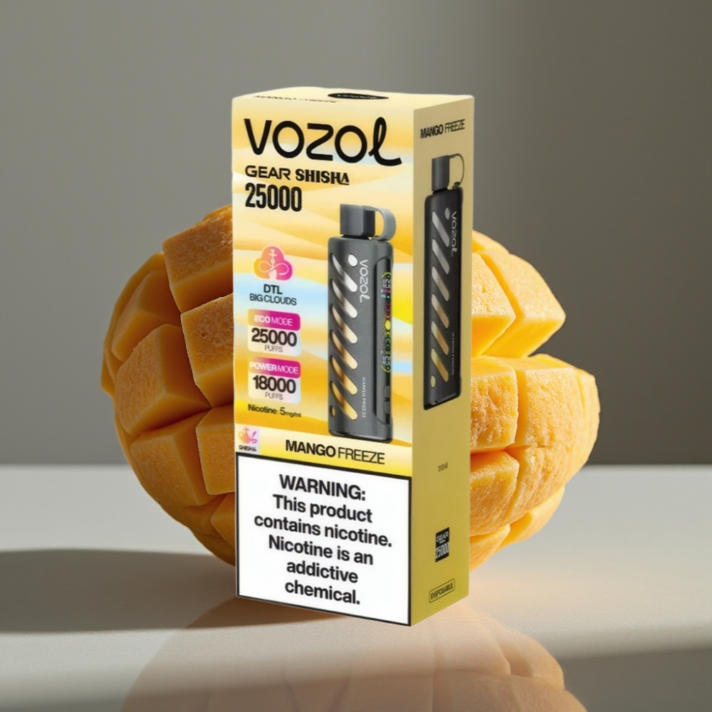 VOZOL Gear Shisha 25000 Puffs Mango Frys 5mg/ml 1000mAh Dual Mesh